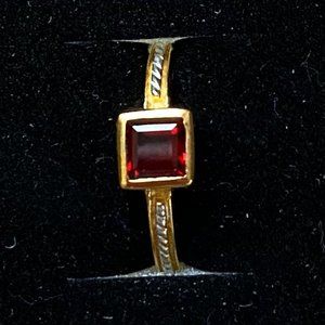 Lasso Garnet Ring Sterling Siver Roping Circles 22kt Goldplated